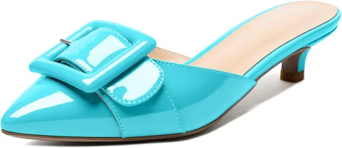 Eldof Sandalias de tacón bajo para mujer, zapatos de tacón bajo con punta puntiaguda, zapatos de tacón bajo sin cordones para vestir, boda, zapatos