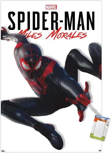 Miniatura 11 de Trends International Marvel Comics - Póster de pared de la serie Miles Morales, 22.4 pulgadas de largo x 14.7 pulgadas, versión enmarcada de madera