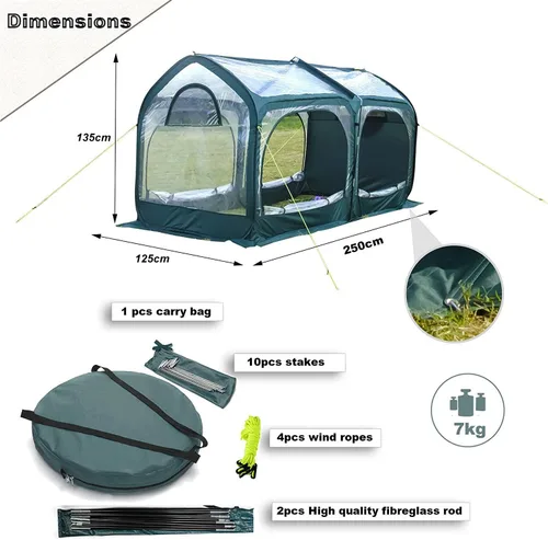 Miniatura 2 de Porayhut - Cubierta para invernadero, para flores y plantas, cubierta en PVC para jardinería, para jardín o patio trasero, protector contra heladas