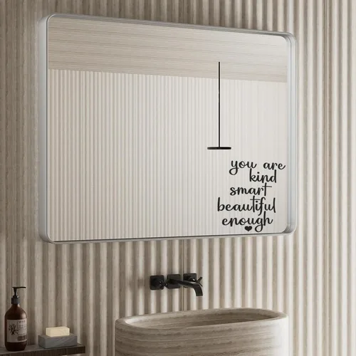 Miniatura 3 de Paquete de 2 calcomanías de espejo de afirmación positiva, calcomanías de pared motivacionales de vinilo para baño o dormitorio, citas alentadoras