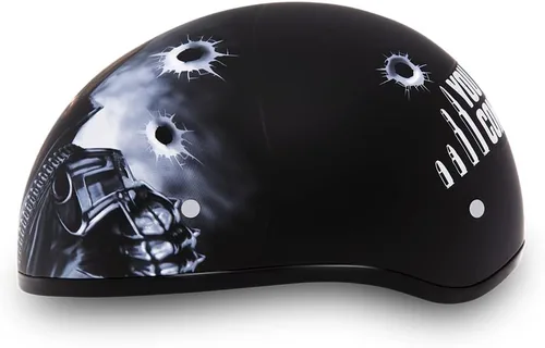 Miniatura 3 de Daytona Helmets - Medio casco de motocicleta con diseño de calavera y huesos cruzados – Aprobado DOT [Gráficos]