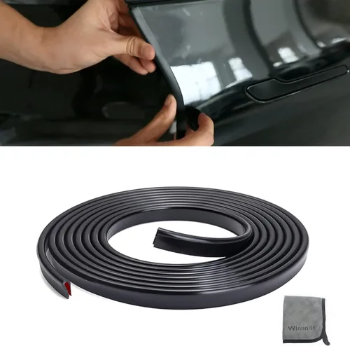 Winunite Protectores de borde de puerta de automóvil de 16.4 pies (16.4 ft), color negro, PVC autoadhesivo, en forma de U, se adapta a la mayoría de