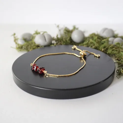 Miniatura 27 de Designs by Nature Gems Pulsera de piedra natal de cristal hecha a mano, pulsera de bolo de cadena deslizante ajustable, chapado en oro