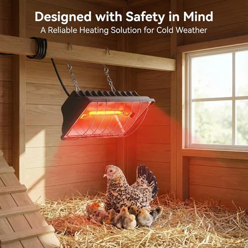 Miniatura 5 de Paquete de 2 calentadores de gallinero de 250 W para perrera, cama para gatos, reptiles e incubadoras, 2 modos de calentamiento para gallinero