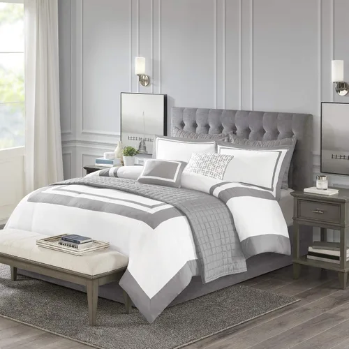 Miniatura 4 de Madison Park Heritage - Juego de edredón y colcha combinado, diseño moderno de lujo, ropa de cama alternativa de plumón para todas las estaciones