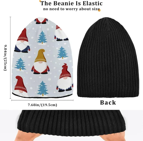 Miniatura 4 de SHJI Bolsa de regalo de bastón de caramelo de Navidad para hombre, gorro de invierno cálido de punto, gorro de cráneo Slouch Gorra de pesca, gorros