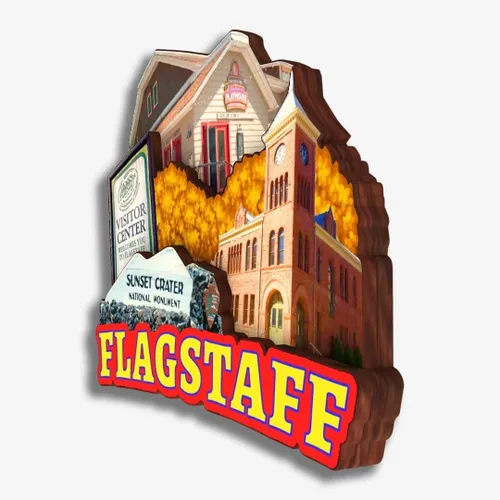 Miniatura 3 de Flagstaff - Imán de madera para nevera, colección de madera 3D, hecho a mano, recuerdos de ciudad de viaje, decoración del hogar, regalo -354