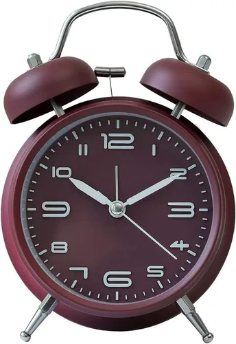 Miniatura 3 de Reloj despertador de campana doble de 4 pulgadas con retroiluminación, silencioso sin tictac, funciona con pilas, despertador de despertador alto