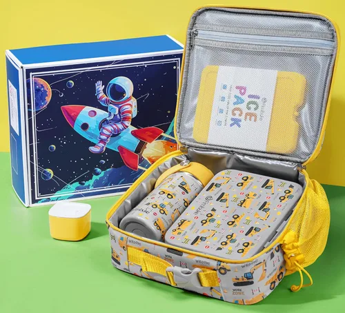 Miniatura 3 de Fimibuke - Lonchera Bento para niños - Juego de contenedor de almuerzo bento para niños pequeños con 3 compartimentos, botella de agua de acero A5.