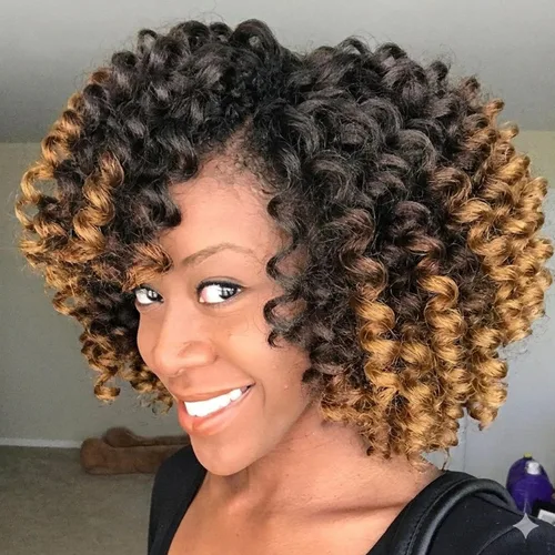 Miniatura 25 de Cabello de Ganchillo Jamaicano Saltarín de 8 Pulgadas 5 Paquetes 2X Rizo de Varita Ringlet Cabello de Ganchillo Pre-Enrollado Rizo Saltarín