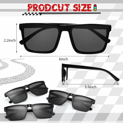 Miniatura 3 de Fuyoooo 24 piezas de regalos de fiesta a cuadros de carreras 12 piezas de gafas de sol negras divertidas, paquete de 12 cajas de carreras a cuadros