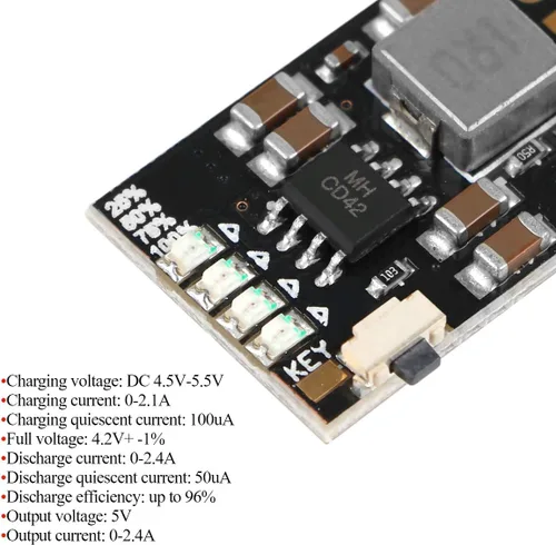 Miniatura 2 de 6 unids 2A 5V descarga de carga módulo integrado 3.7 V 4.2 V para batería de litio 18650 con aumento de carga Módulo de placa PCB de protección
