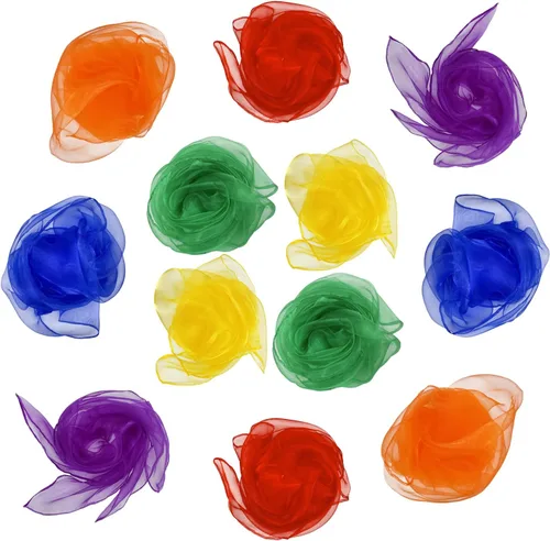 Bufandas de baile para niños, 12 unidades, bufandas de música, bufandas de baile, bufandas de juego para niños, movimiento cuadrado, malabarismo,