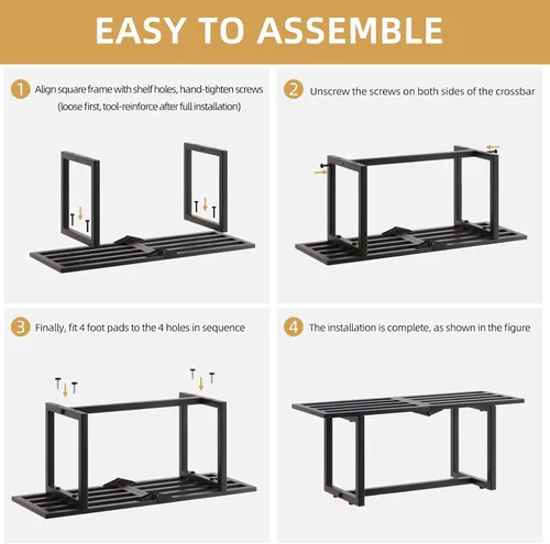 Miniatura 9 de Soporte para plantas para interiores y exteriores, estante plegable de metal para múltiples macetas, banco de listones de mediados de siglo
