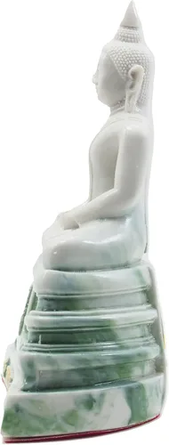 Miniatura 10 de BUDDHO Estatua de Buda Sothorn de mármol blanco de 6 pulgadas de alto. Estatua de Buda tailandés sentada para decoración del hogar, decoración
