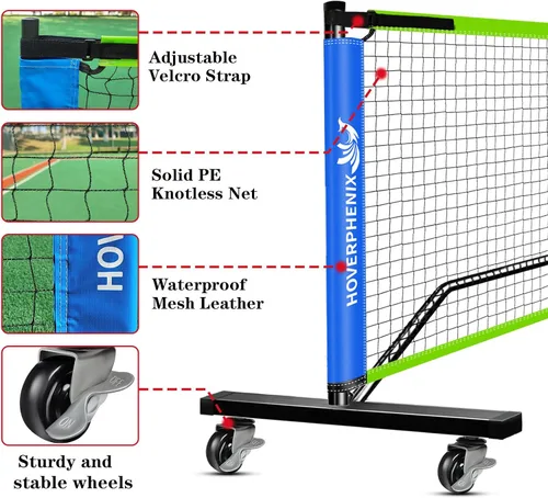 Miniatura 3 de Hoverphenix Portable Pickleball Net Set, 22FT Regulation Size Pickle Ball Net with Paddle Set of 4, Pickleballs and Carry Bag, Easy Setup for Indoor