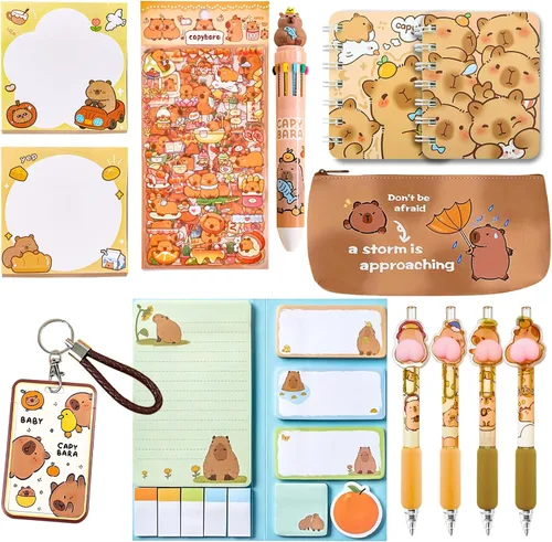 Miniatura 8 de Juego de 406 piezas de artículos de papelería de oso lindo, suministros de oficina Kawaii, incluye un divertido estuche para lápices, bolígrafos