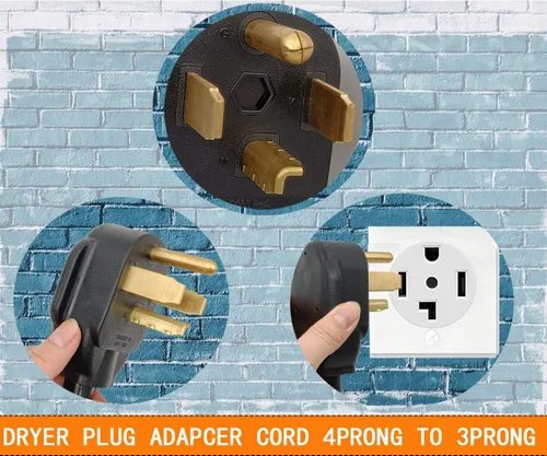 Miniatura 4 de Adaptador de secadora de 3 clavijas a 4 clavijas de 1.5 pies, adaptador de secadora de 4 clavijas a 3 clavijas, NEMA 14-30P macho a 10-30R hembra