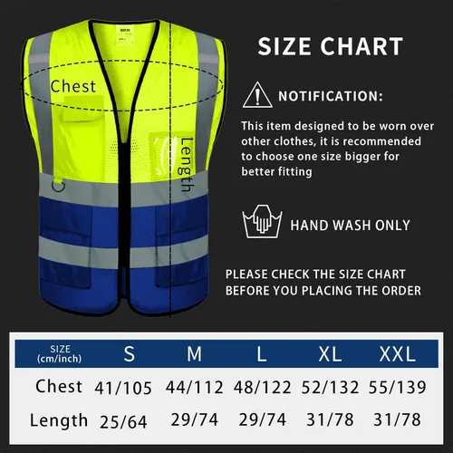 Miniatura 6 de Chaleco de seguridad con logotipo personalizado de alta visibilidad chaleco reflectante Ansi 5 bolsillos clase 2 Hi Vis seguridad construcción ropa