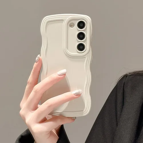 Miniatura 51 de UEEBAI Funda de silicona con marco de ola para Samsung Galaxy S22 5G, funda de teléfono con marco de ola linda, ajuste delgado, amortiguador de Negro