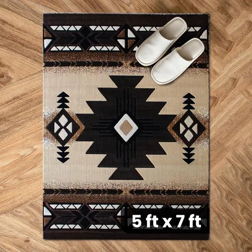 Miniatura 9 de YHSF South West - alfombra estilo nativo americano del suroeste C318 - fácil de limpiar, gruesa, suave, duradera, alfombra inspirada en tribus