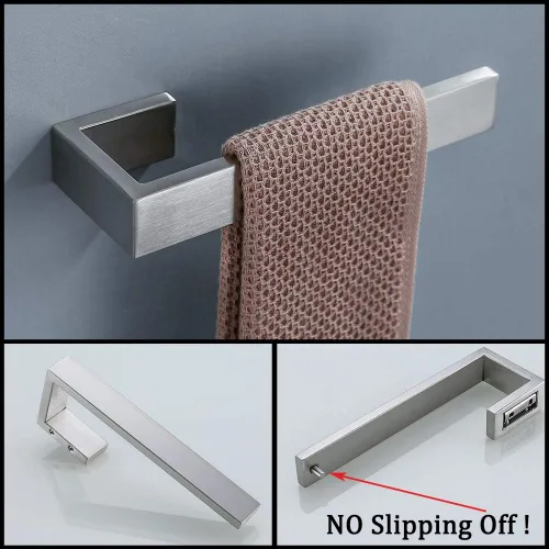 Miniatura 3 de Juego de accesorios de baño de 4 piezas, toallero, toallero, gancho para bata, soporte para papel higiénico, acero inoxidable, Q8-P4BR Níquel