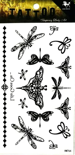 1 hoja de tatuajes de libélula de mariposa pegatinas de arte corporal de color flash falso impermeable pegatinas de tatuaje para mujeres hombres
