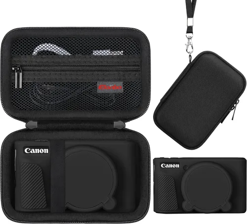 Elonbo Funda para cámara digital Canon PowerShot SX740/SX730, Canon SX740/SX730 HS funda de transporte rígida + funda de silicona suave con cubierta