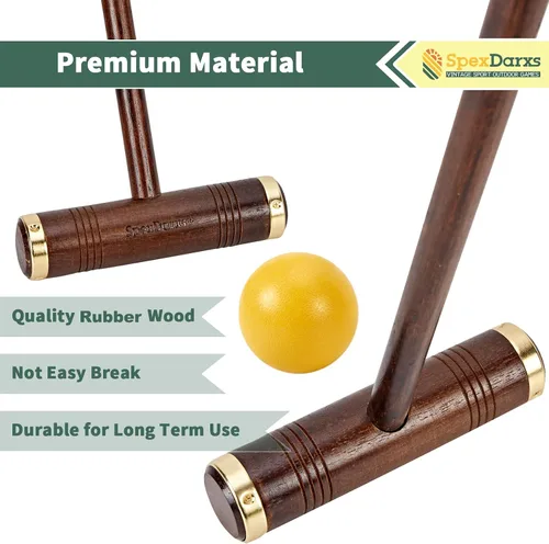 Miniatura 3 de SpexDarxs Juego de croquet para seis jugadores, juego de croquetas de 35 pulgadas con mazos de madera de primera calidad, bolas