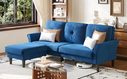 Miniatura 13 de Welzona Sofás seccionales para sala de estar, sofá moderno de terciopelo de 83 pulgadas, sofá en forma de L con otomana, sofá seccional pequeño