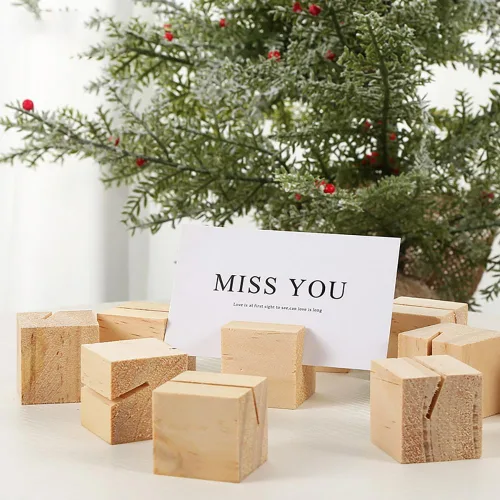 Miniatura 7 de 10 soportes de madera para tarjetas, soportes de madera para números de mesa, soportes para fotos, para boda, fiesta, decoración, exhibición de fotos