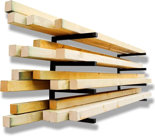 Miniatura 8 de YYR Organizador de madera y estante de almacenamiento de madera para montar en pared, estante de metal resistente de 4 niveles con capacidad