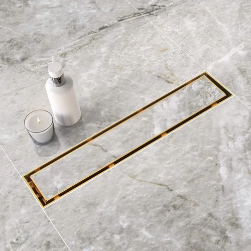 Miniatura 4 de Neodrain Drenaje de ducha lineal de 12 pulgadas dorado, cubierta plana y de inserción de azulejos 2 en 1, desagüe lineal de acero inoxidable
