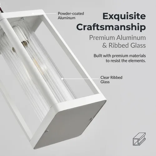 Miniatura 7 de Lámpara colgante para exteriores, lámpara colgante exterior para porche, lámpara colgante ajustable blanca de 14.3 pulgadas, lámpara de techo