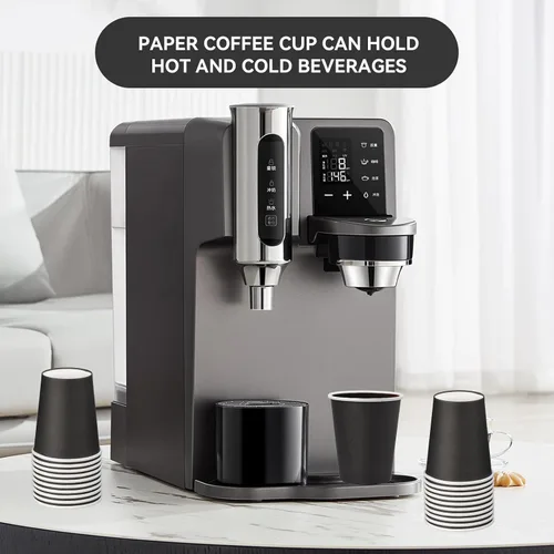 Miniatura 6 de Paquete de 25 unidades de tazas de papel desechables de 8 onzas, tazas de café caliente, tazas de café de papel para uso en oficina y cocina, tazas