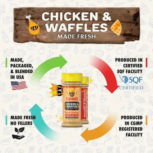 Miniatura 6 de Flavor God - Mezcla de condimentos para pollo y waffles, mezcla de especias naturales y saludables de primera calidad para pollo, pasta y verduras
