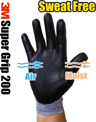 Miniatura 6 de 3M Super Grip 200 Guantes de trabajo de jardinería de nitrilo, 5 pares (M, verde)