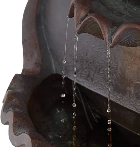 Miniatura 5 de Fuente de pared de león real de 31.5 pulgadas de alto, gran decoración rústica para interiores y exteriores, de bronce, con luz LED, estatua