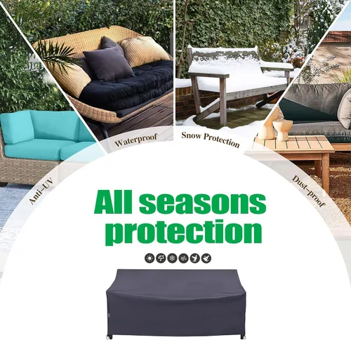 Miniatura 8 de F&J Outdoors Funda para Sofá de Patio de 3 Plazas en Forma de I, Uso Pesado, Impermeable, Resistente a los Rayos UV, Gris, 82" An x 39" Pr x 36" Al