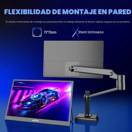 Miniatura 6 de InnoView Monitor portátil 2K para laptop de 18.5 pulgadas, 2560 x 1440p, QHD 120Hz, 100% sRGB, USB-C, HDMI, estándar, HDMI, segunda pantalla