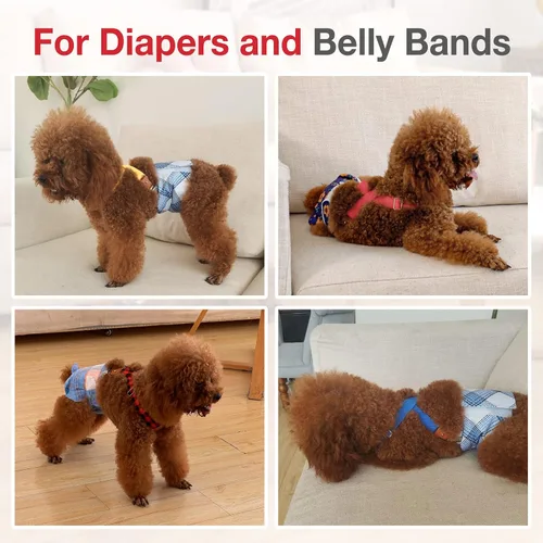 Miniatura 7 de Pet Soft Tirantes para perras, 2 piezas de tirantes para pañales para perros, falda de vestido, pañales (corazones lindos, M/L)