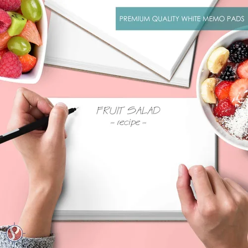 Miniatura 4 de 3" x 5" White Memo Pads w/ Chipboard on the Back – Blank White Writing Pads for Taking Notes, To-Do Lists, Reminders, Sketches Gummed Top, Easy