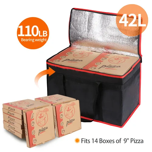 Miniatura 113 de Bodaon Paquete de 10 bolsas aisladas para entrega de alimentos para comidas calientes y frías, bolsas térmicas y enfriadoras, bolsa aislante de Negro