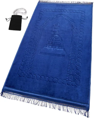 Miniatura 13 de Alfombra de oración musulmana islámica, gruesa y acolchada grande con cuentas de oración islámica, para viajes Eid, Ramadán, suave y lujoso, ideal