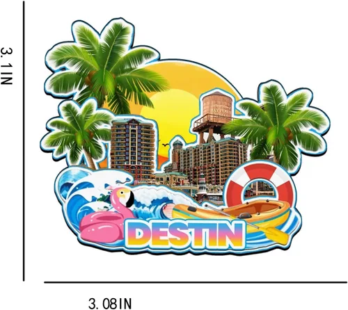 Miniatura 3 de Destin Florida USA imán de nevera de madera 3D monumentos de viaje coleccionables recuerdos decoración hecha a mano -2693