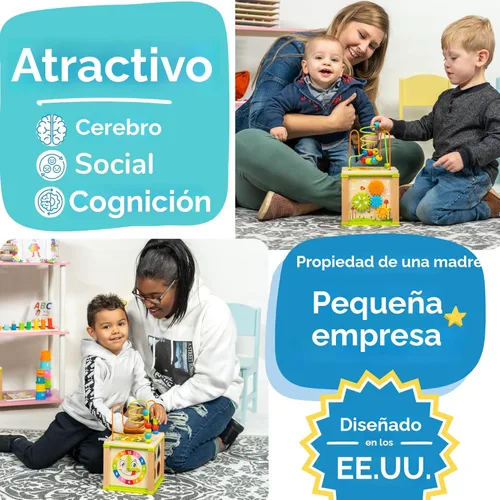Miniatura 5 de Cubo de actividades de madera para bebés - Set de regalo para niños Juguetes de regalo para niños de 1 a 2 años Juguetes educativos para niños