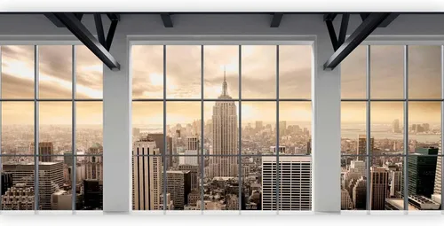 artgeist Mural de pared premium de la ciudad de Nueva York, 216 x 98 pulgadas, papel tapiz fotográfico no tejido, impresión artística, mural de