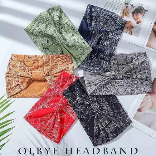 Miniatura 2 de Olbye Diademas anchas para mujer, diadema bohemia anudada, bandas elásticas antideslizantes para el cabello, diademas florales africanas, bandas