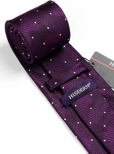 Miniatura 194 de HISDERN Conjunto de corbata a cuadros a cuadros pañuelo tejido clásico formal para hombre corbata y bolsillo cuadrado