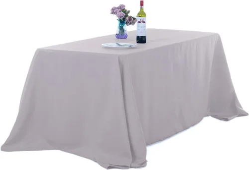 Miniatura 30 de Ascoza Paquete de 2 manteles rectangulares blancos de 60 x 84 pulgadas, tela de poliéster de 4 pies, para bodas, banquetes, restaurantes y fiestas